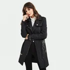 Black Coat Black Professional Made 100%polyester Black T400 Fabric Ladies Trench Coat Jacket For Women