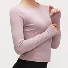 Supple Seamless Long Sleeve T-Shirt Contouring Patterns Slim Fit Ladies Gym Dri Fit Shirts Wholesale