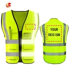 Practicability Custom 2Pockets Neon Green Safety Vest With customized safety vest