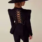 long sleeve plant embroidery fashion shirt for women casual wear hollow out women lace up top A3217