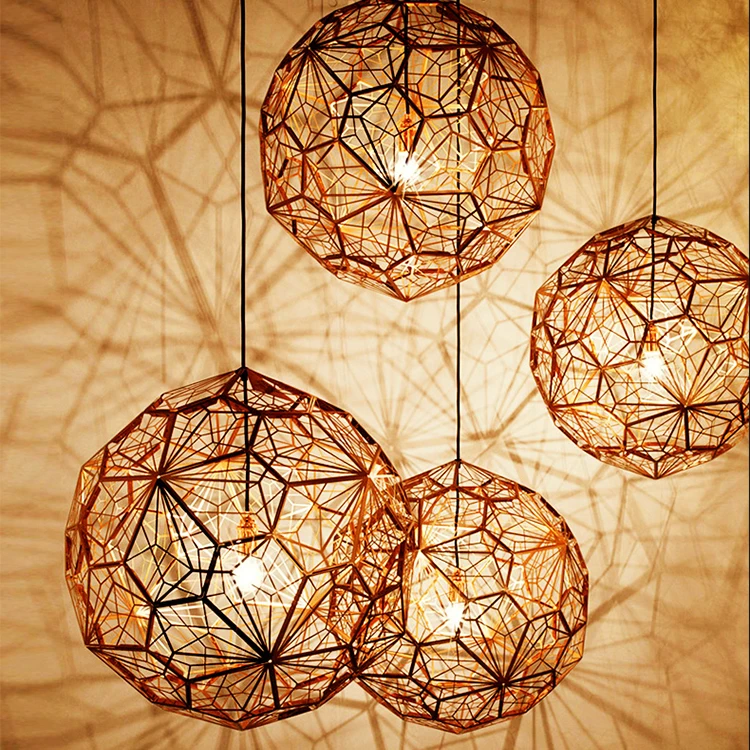 Modern Etch Web Stainless Steel Lampshade pendant light led Kitchen Home Decor Industrial Linghting pendant lamp