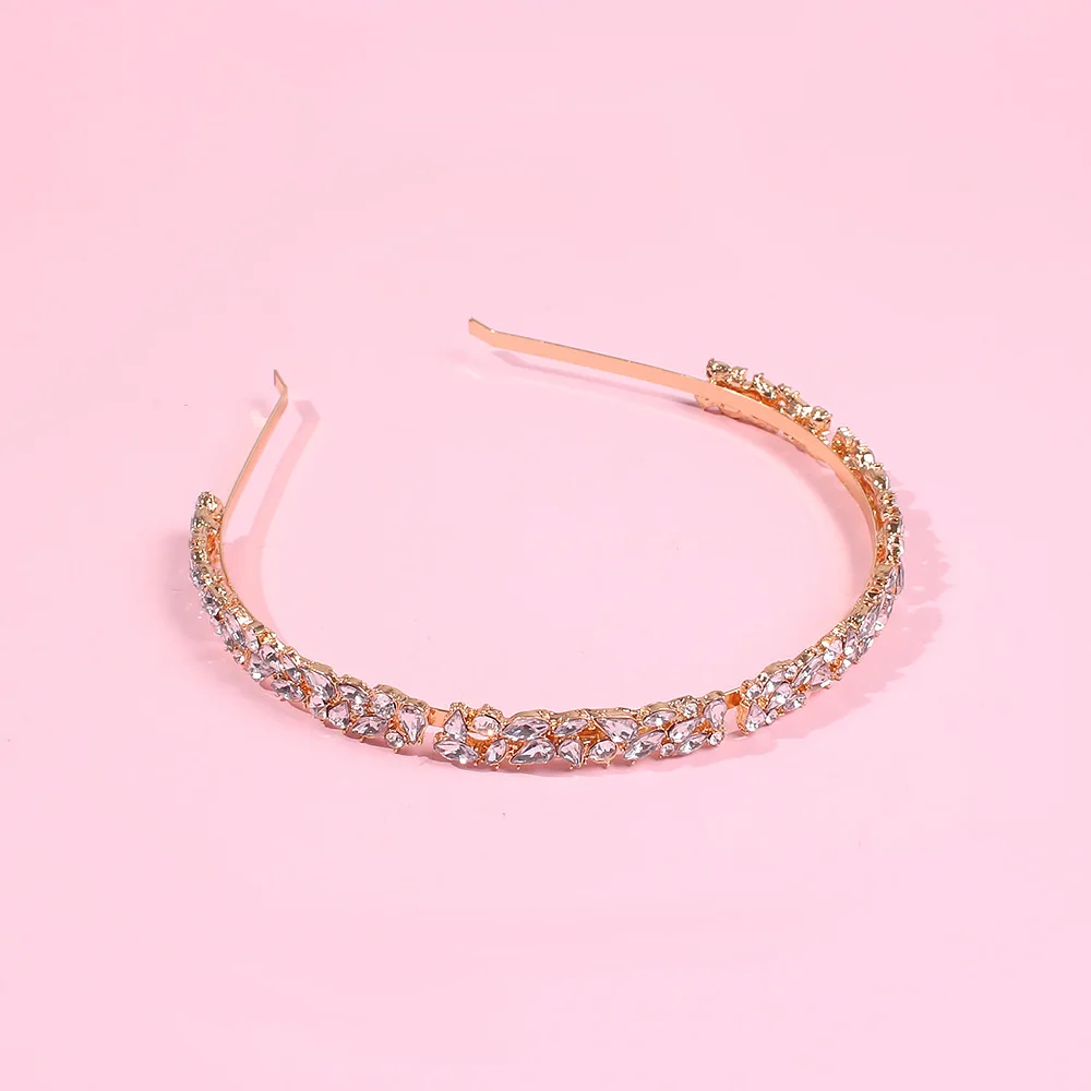custom hair clip head band rhinestone headband gold plated crystal headpiece bridal wedding accessory