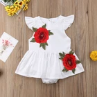 Latest design newborn clothes white solid color rose baby girl clothes Summer dress