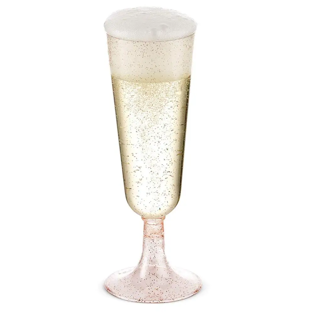50 пластик розовое золото блеск элегантные свадебные шампанское флейты