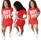 Dress Fashion Summer Letter Bodycon Mini Women Dress