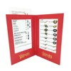 customized 2 pages A5 LED restaurant menu cover M5585 LED bar menu book made in red PU with golden imprint