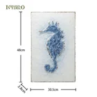 Art Wall Metal Art Decor IVYDECO Hot Sales Modern Wall Decor Art Blue White Marine Series 3D Metal Seahorse Wall Art