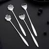 New design flower heart shaped gift stainless steel long handle tea coffee mixing spoons