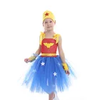 Halloween costume kids cosplay Wonder Woman dresses cartoon printing girls clothes
