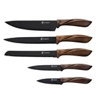 New design wire drawing effect handle 6pcs kitchen knife set with acrylic stand