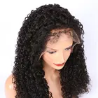 Raw indian pre plucked remy natural curly lace front 100% virgin human hair wig