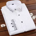 Men Fashion Spring Autumn pure cotton new style printing shirt long sleeve lapel collar button slim casual shirt
