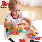 Wooden Tetris Puzzle Brain Teasers Toy Tangram Blocks T Jigsaw Game Intelligence Educational Toys