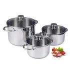 straight shape glass lid appliance kitchen pots high quality stainless steel cookware cooking sets