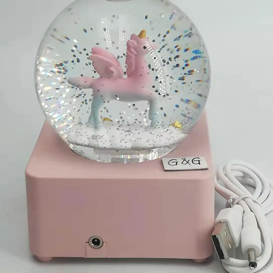 unicorn music box manufacturer wholesale with light crystal ball