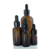 15ml 20ml 30ml 50ml 100ml Amber Olive/Essential/CBD/Beard Oil Dark Amber Glass Dropper Pipette Bottle With PP Black Smooth Cap