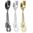 2020 New Design Modern Pair of Pair of Teddy Bear and Chain Dangle 316L Stainless Steel Hinge Action Seamless Spring