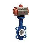 pneumatic butterfly valves, actuator operated, PTFE seal, air, water, gas, oil, steam