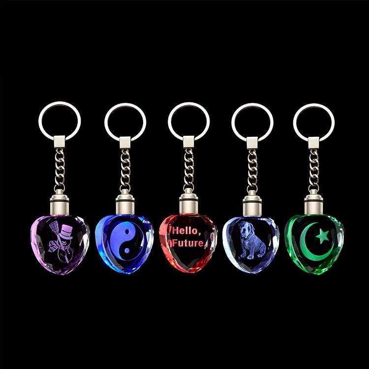 led crystal key chain gift with engraved logo