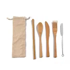 Smart Eco Friendly Bambu Camp Knife Fork Spoon Utensil Custom Logo Gift Reusable Travel Pouch Bulk Bamboo Cutlery Set In Box