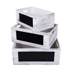 Home deco rustic blackboard retail display white small wood crates boxes
