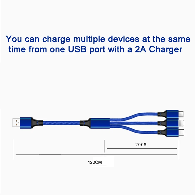 Factory wholesale 3 in 1 cable 5V2.1A micro usb cable for adroid charger cable - ANKUX.COM