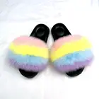 raccoon/fox fur slides fur slippers designer flip flops fur sandals