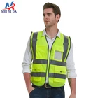Breathable ANSI Class 2 Reflective High Visibility Safety Work Vest With Pockets