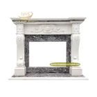 Natural White Stone Carving Freestanding Different Marble Fireplace
