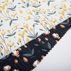 Korean fresh cute yellow small floral design printed elastic chiffon fabric bulk in stocklot chiinese cloth