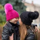 Top Pom Pom Pom Hat New Baby Woolen Yarn Catgirl Cap Winter Knitting Double Ball Top Cap Pom Pom Children's Cap Hat