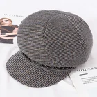 Custom Design Winter Autumn Beret Cap Grid Wool Art Octagonal Hats for Women