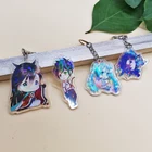 glitter epoxy key chain with metal key ring / hologram custom printed anime keychain laser cut engraved acrylic charm