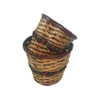 Flower Pot Garden Decorative Woven Bamboo Planter Basket Flower Pot for Home and Garden Set of 2