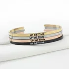 Stainless Steel Inspirational Jewelry Plain Metal Open Men Women Bangle Gold Plated Engraved Cuff Custom Bracelet