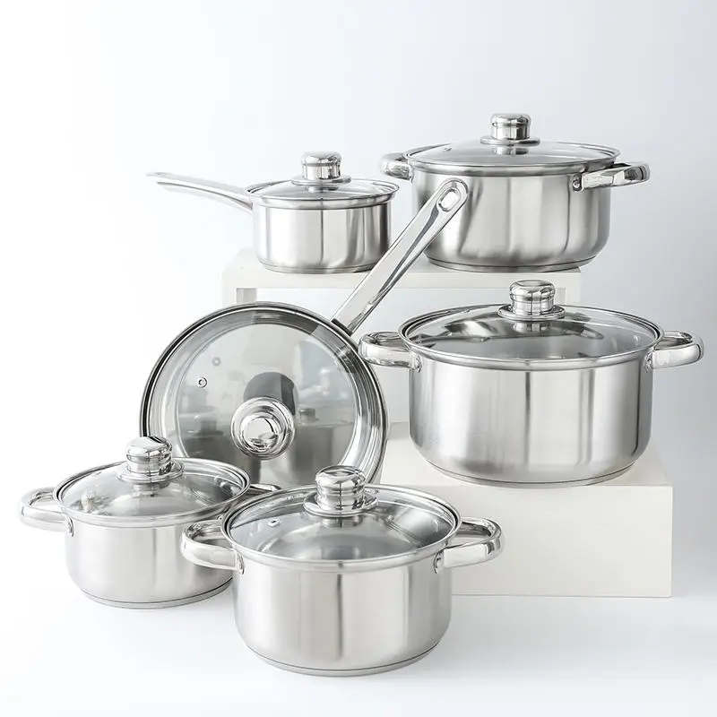 Pcs Stainless Steel Casserole Induction Pot Set Cuisine Visible