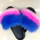 Fluppy Slides Children Blue Fox Fur Slippers Slides