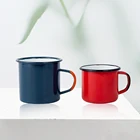 Red Blue bulk modern custom logo printing free sample camp promotion gift souvenir coffee cup enamel mug
