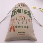 Cheap Colorful Printed Jute Drawstring Bag For Hat
