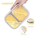 Hot selling 2 compartment foldable collapsible container Microwavable food grade silicone folding lunch box