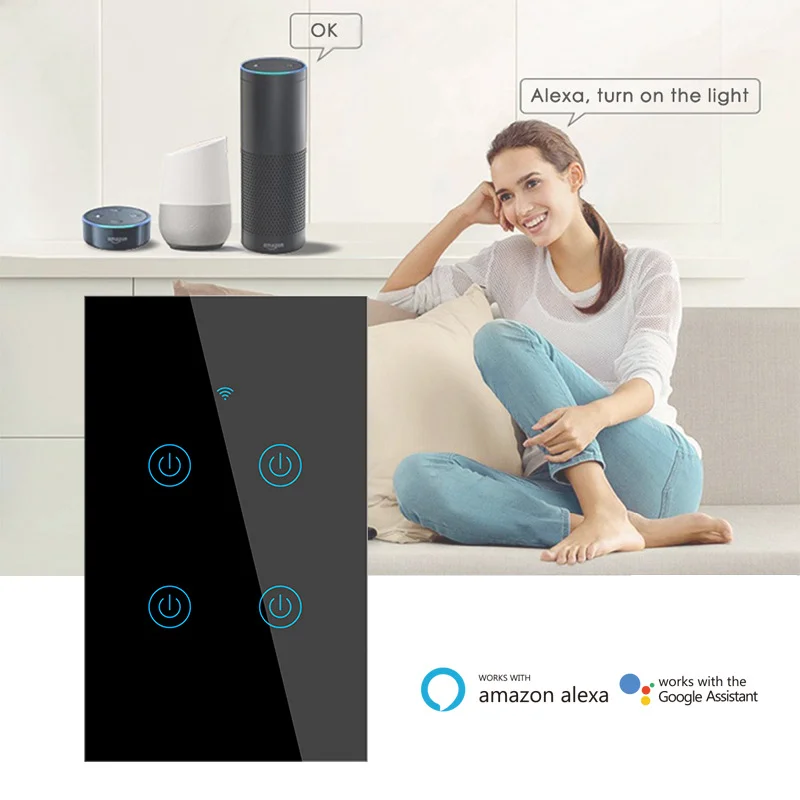 Alexa Echo Dot Google Tuya Control Home wifi home smart switch