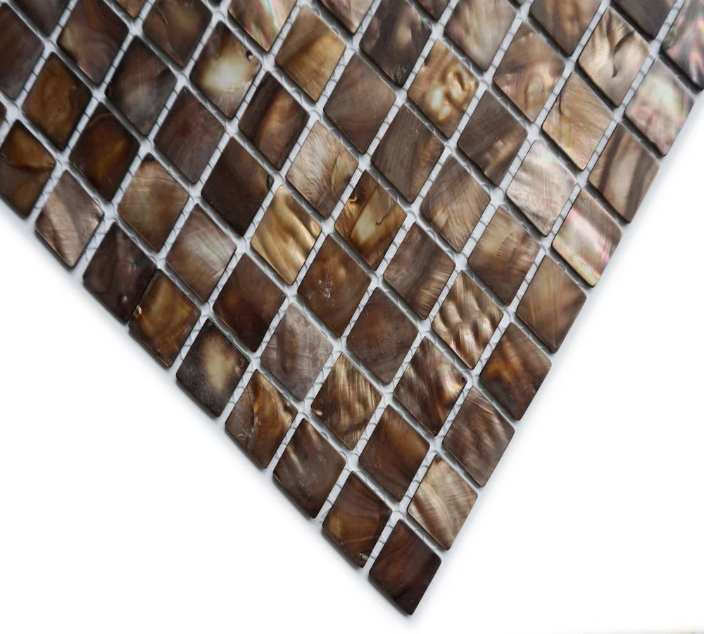 Brown Coconut Mother Of Pearl Tiles Waterjet Capiz Shell Mosaic Tile