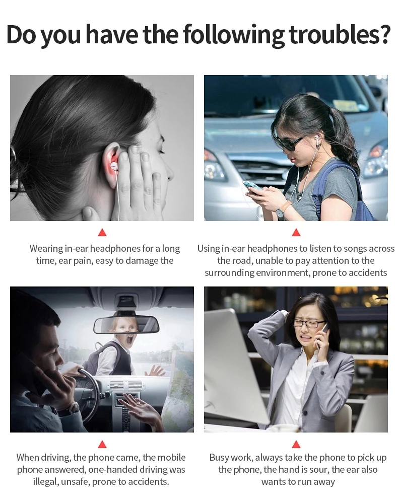 Golden Sky High Quality Wireless Bluetooth Earphone Headset Earbuds Earpiece Men And Women Universal Bone Conduction Earphone - ANKUX.COM