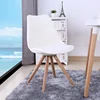French Dining Room Coffee House Furniture PP Seat pu Cushion With Wooden Legs White Black Red Green Design Chairs