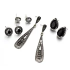 Antiqued Silver Vintage Multi Rhinestone Teardrop Earrings for Wedding Women Circle Set