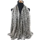 Women Snake Skin Scarf Printed Blended Cashmere And Modal Long Scarf Summer Snake Print Scarf