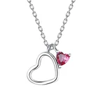 100% Pure Jewelry Heart Pendant 925 Sterling Silver Chain Necklace