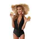 Custom logo sexy one piece backless bathing bikini for women