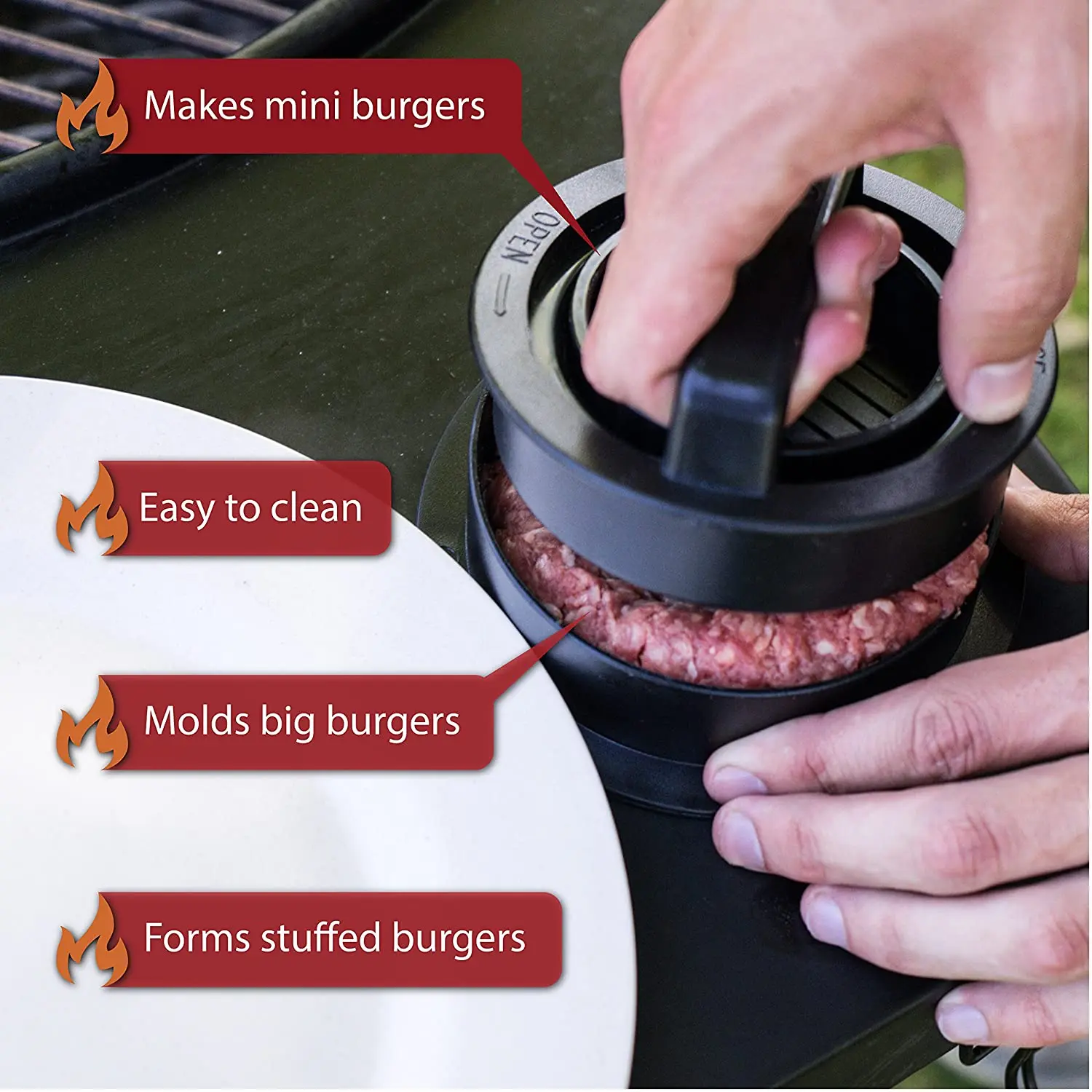 burger maker,ravensburger burger press hamburger patty maker slider press stuffed burger