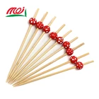 Art Sticks Stick Bamboo High Quality 12cm Disposable Art Food Bamboo Skewer Sticks With Red Ball For Decoration